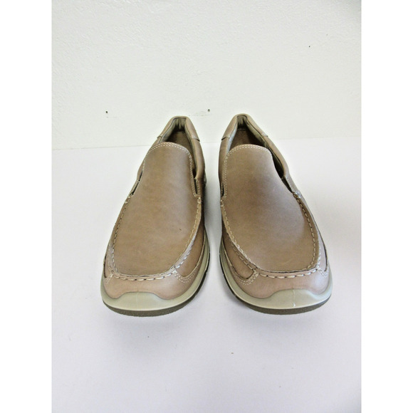 ECCO Beige Leather 46 Balance Arch Support Shock Point Slip On Driving Loafers main image 4